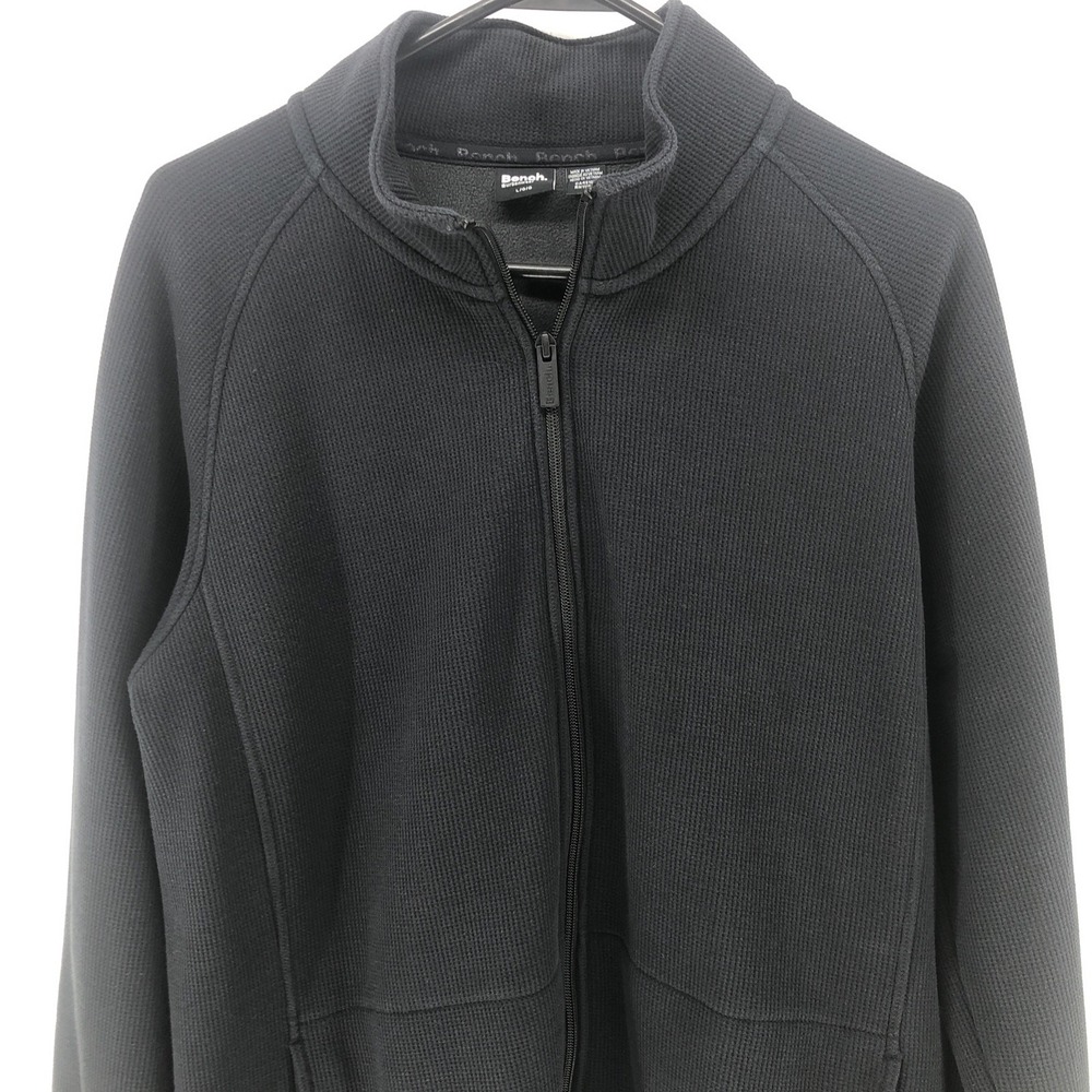 Bench Urbanwear Men's Black Thermal Style Knit Full Zip Jacket Pockets Sz LARGE